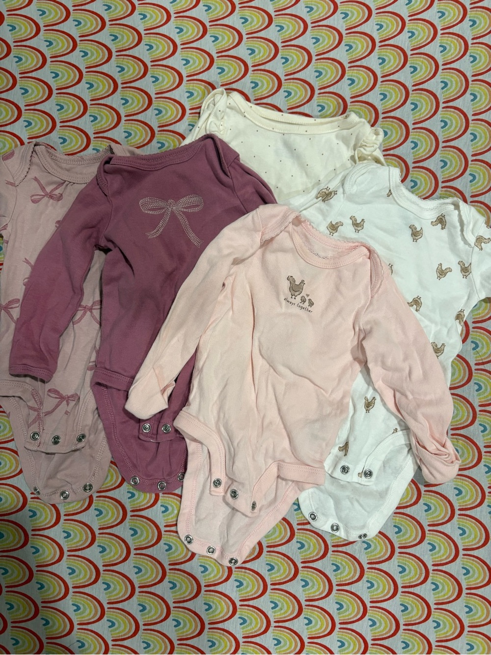 Carter's Long-Sleeve Baby Bodysuit Set - Pink, Mauve & White